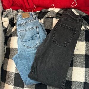 American Eagle Outfitters Blue and Black Straight Leg Jeans